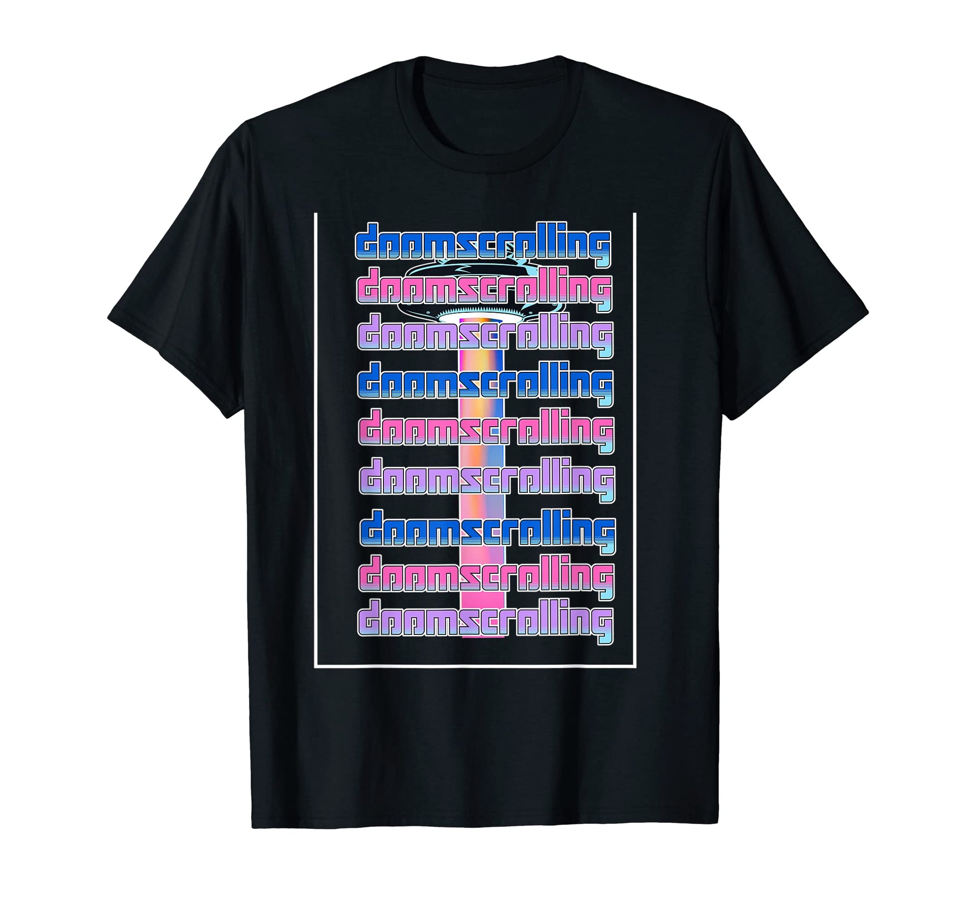 Vaporwave Doom Scrolling Ufos Aliens T-Shirt - Minimalist Print Unisex - T-Shirt, Sweatshirt, Hoodie