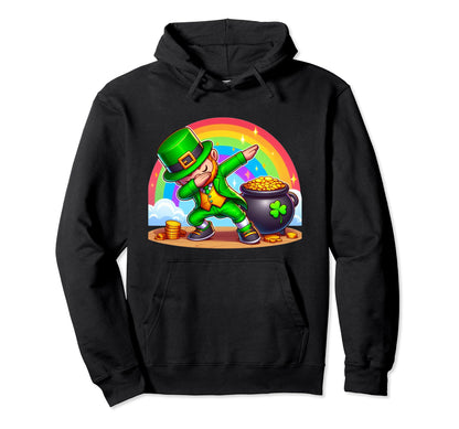 St Patricks Day Dabbing Leprechaun Hoodie - Unique Graphic Men Women - T-Shirt, Sweatshirt, Hoodie