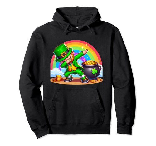 St Patricks Day Dabbing Leprechaun Hoodie - Unique Graphic Men Women - T-Shirt, Sweatshirt, Hoodie