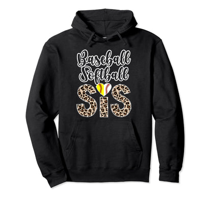 Baseball Softball Sis Leopard Hoodie - Streetwear Style for Adults - T-Shirt, Sweatshirt, Hoodie