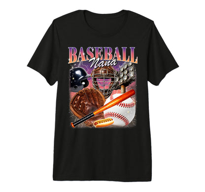 Baseball Nana Bootleg 90S Grandma T-Shirt - Novelty Apparel for Adults - T-Shirt, Sweatshirt, Hoodie
