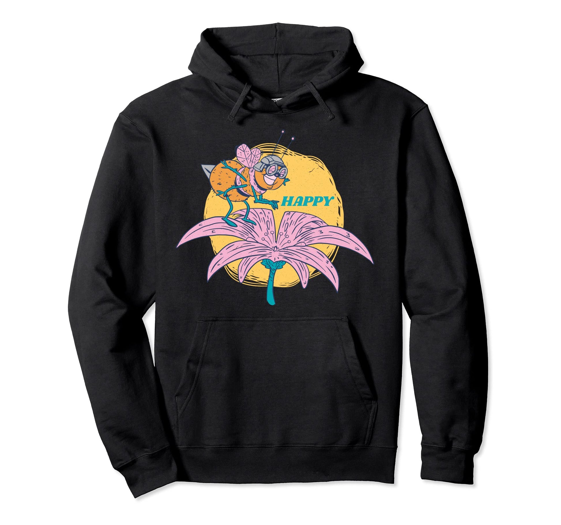 Bee Happy Boho Peace Hippie Gift Hoodie - Minimalist Print Unisex - T-Shirt, Sweatshirt, Hoodie