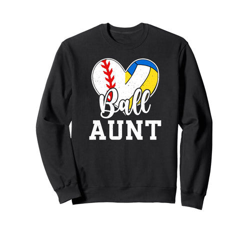 Ball Aunt Heart Baseball Volleyball Sweatshirt - Graphic Print Men Women - T-Shirt, Sweatshirt, Hoodie