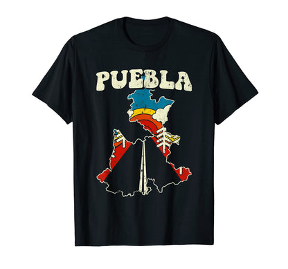 Puebla Mexican State Rainbow Mexico 70S Map T-Shirt - Graphic Print Unisex - T-Shirt, Sweatshirt, Hoodie