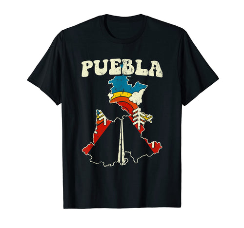 Puebla Mexican State Rainbow Mexico 70S Map T-Shirt - Graphic Print Unisex - T-Shirt, Sweatshirt, Hoodie