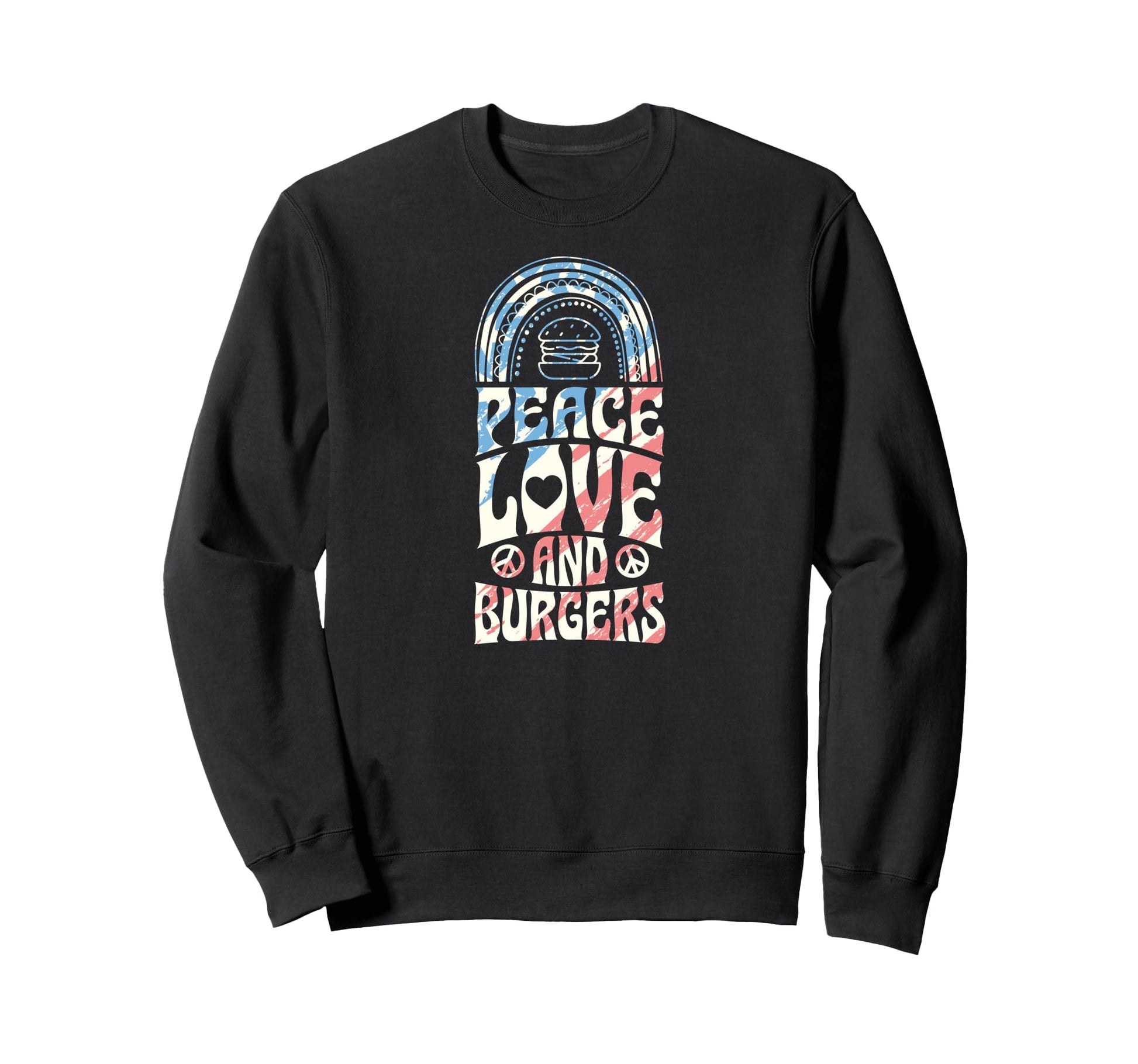 Peace Love And Burgers Bohemian Sweatshirt - Minimalist Print for Adults - T-Shirt, Sweatshirt, Hoodie