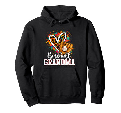 Baseball Grandma Leopard Heart Colorful Hoodie - Streetwear Style Men Women - T-Shirt, Sweatshirt, Hoodie