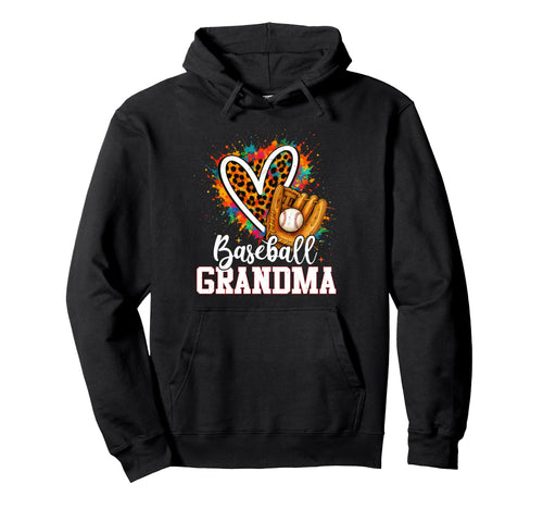 Baseball Grandma Leopard Heart Colorful Hoodie - Streetwear Style Men Women - T-Shirt, Sweatshirt, Hoodie