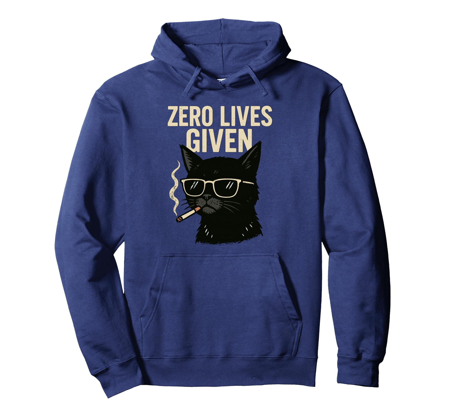 Rebellious Black Cat Smoking Zero Lives Hoodie - Unique Graphic Unisex - T-Shirt, Sweatshirt, Hoodie