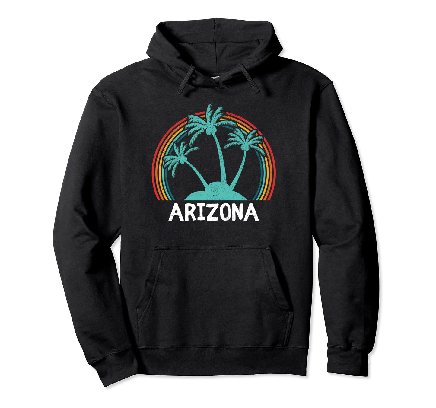 Arizona Palm Trees Rainbow Vacation Hoodie - Trendy Graphic for Adults - T-Shirt, Sweatshirt, Hoodie