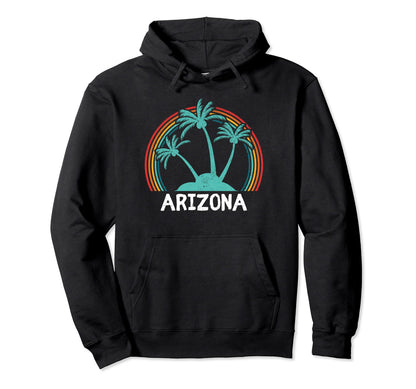 Arizona Palm Trees Rainbow Vacation Hoodie - Trendy Graphic for Adults - T-Shirt, Sweatshirt, Hoodie