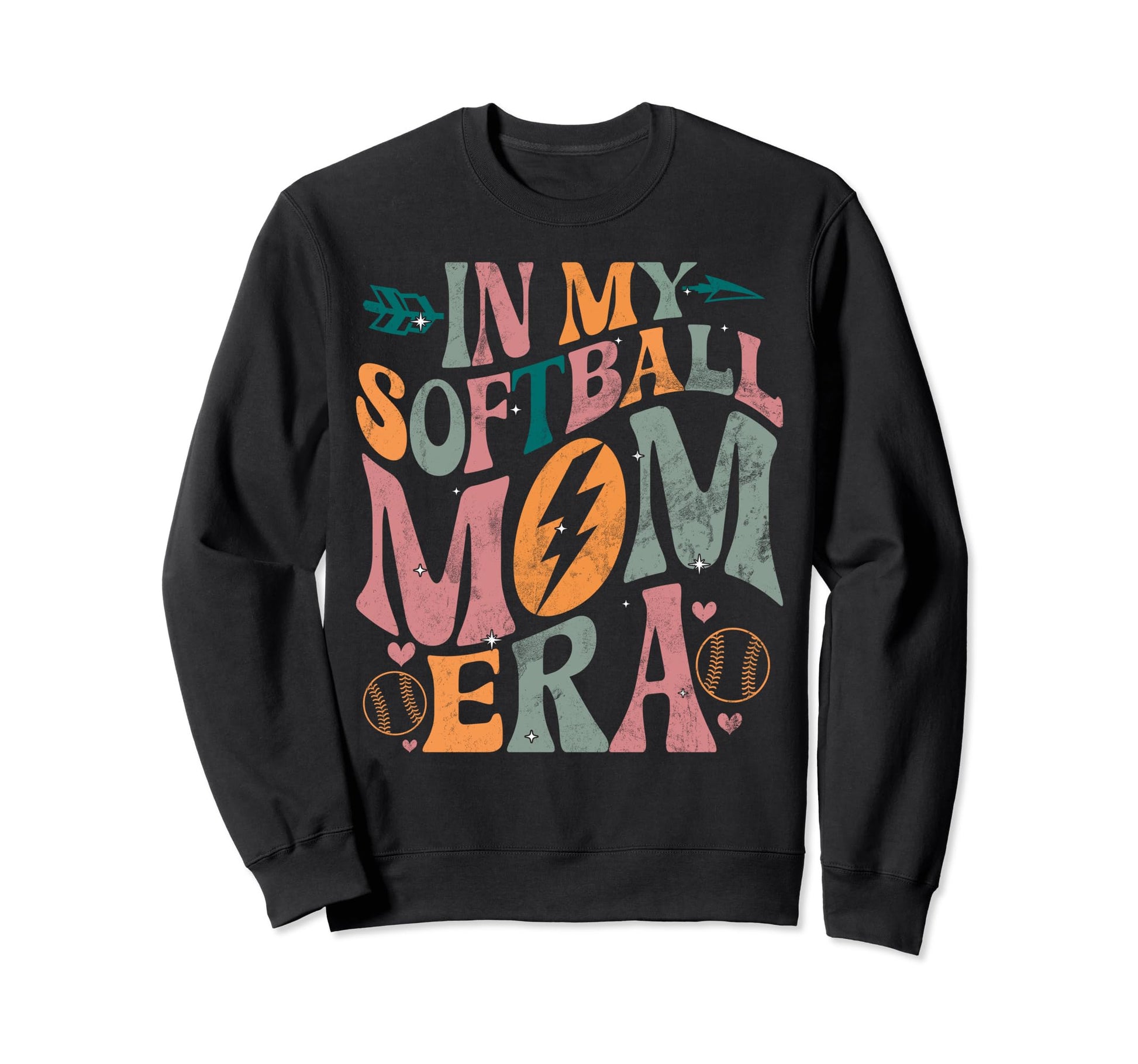 My Softball Mom Era Groovy Softball Sweatshirt - Graphic Print for Adults - T-Shirt, Sweatshirt, Hoodie