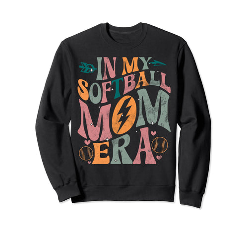 My Softball Mom Era Groovy Softball Sweatshirt - Graphic Print for Adults - T-Shirt, Sweatshirt, Hoodie