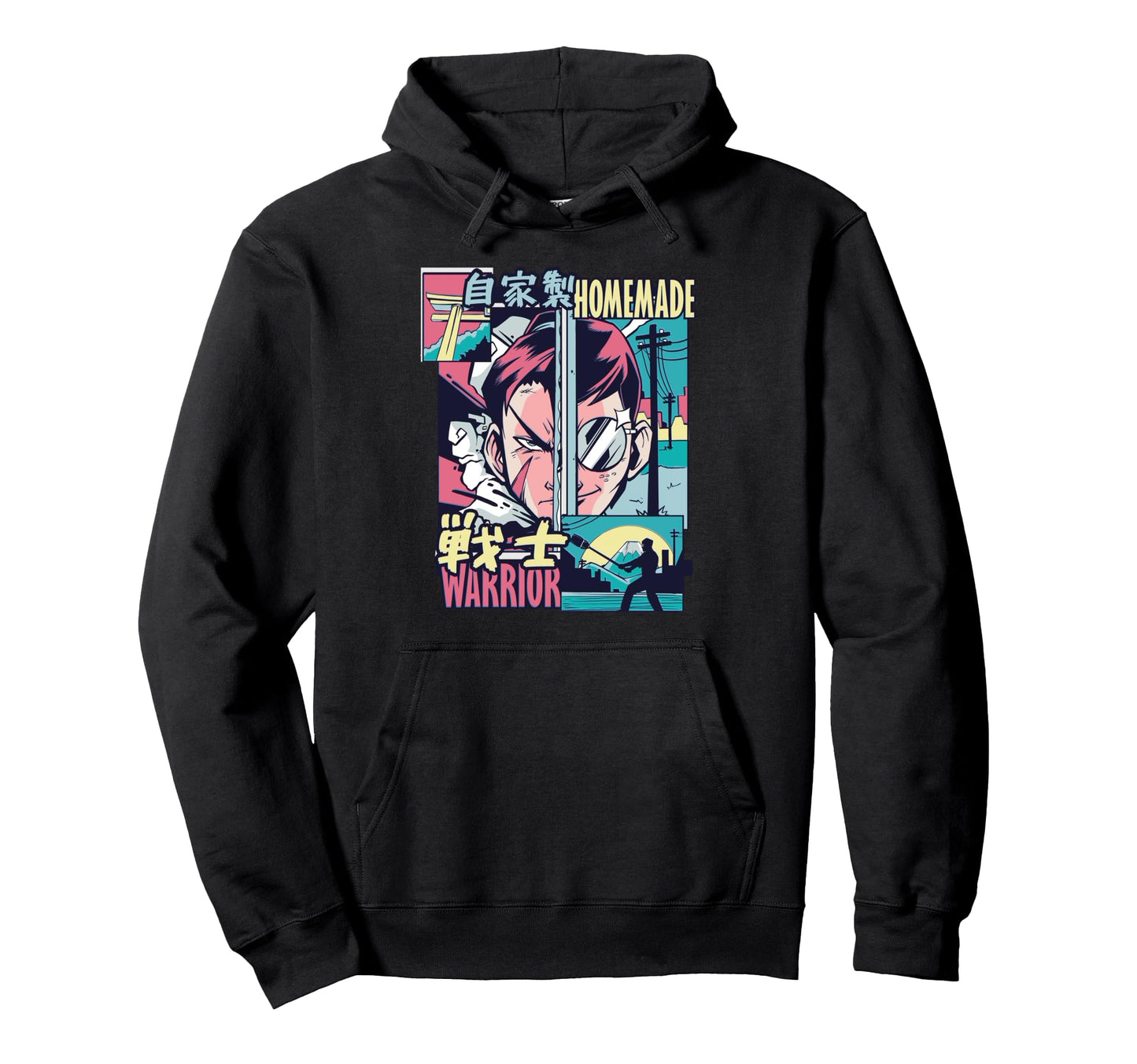 Homemade Warrior Manga Samurai Aesthetic Hoodie - Trendy Graphic Unisex - T-Shirt, Sweatshirt, Hoodie