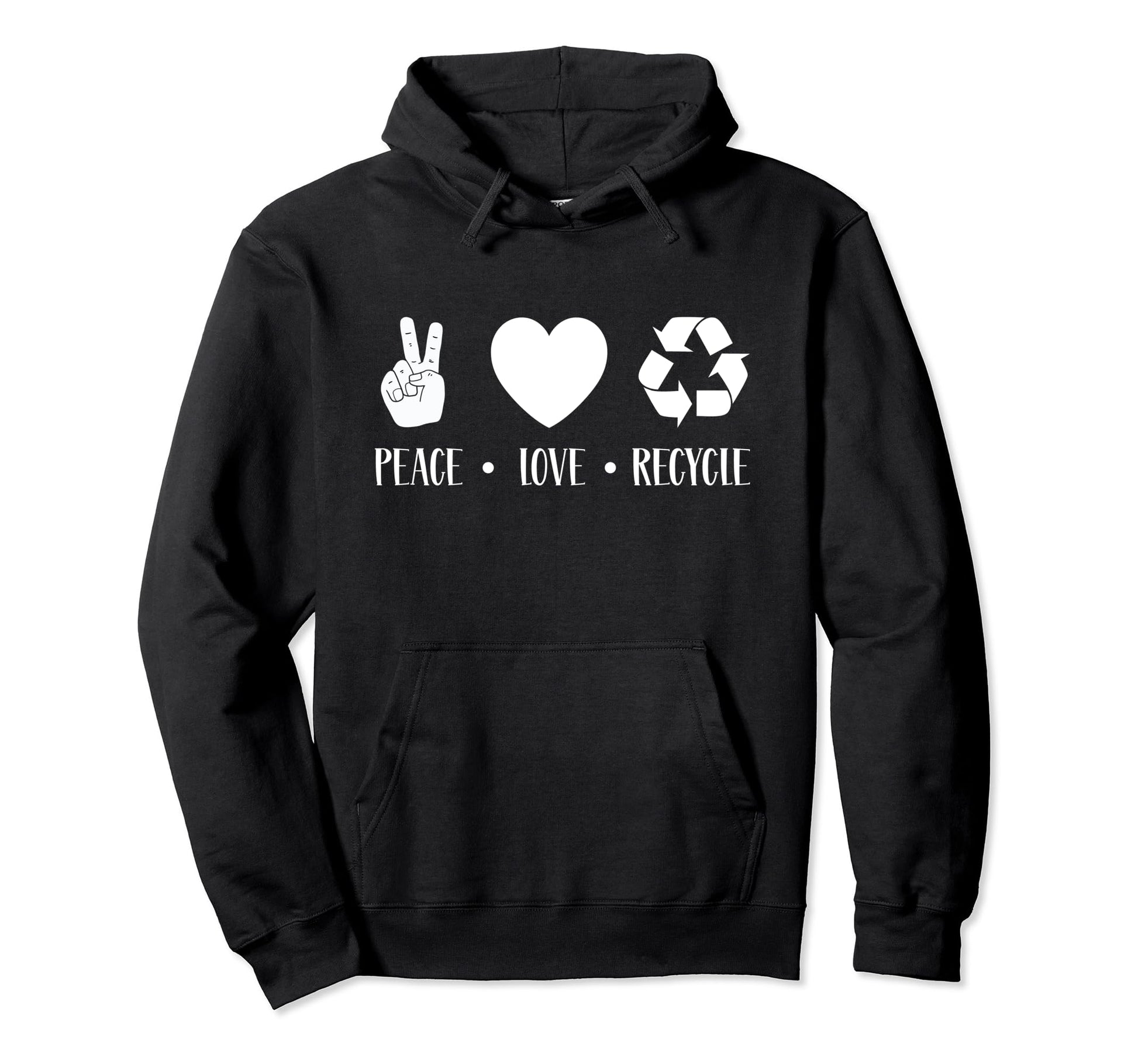 Peace Love Recycle Earth Day 2024 Recycling Hoodie - Unique Graphic Unisex - T-Shirt, Sweatshirt, Hoodie