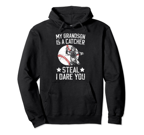 My Grandson Baseball Catcher Hoodie - Casual Everyday Wear for Adults - T-Shirt, Sweatshirt, Hoodie