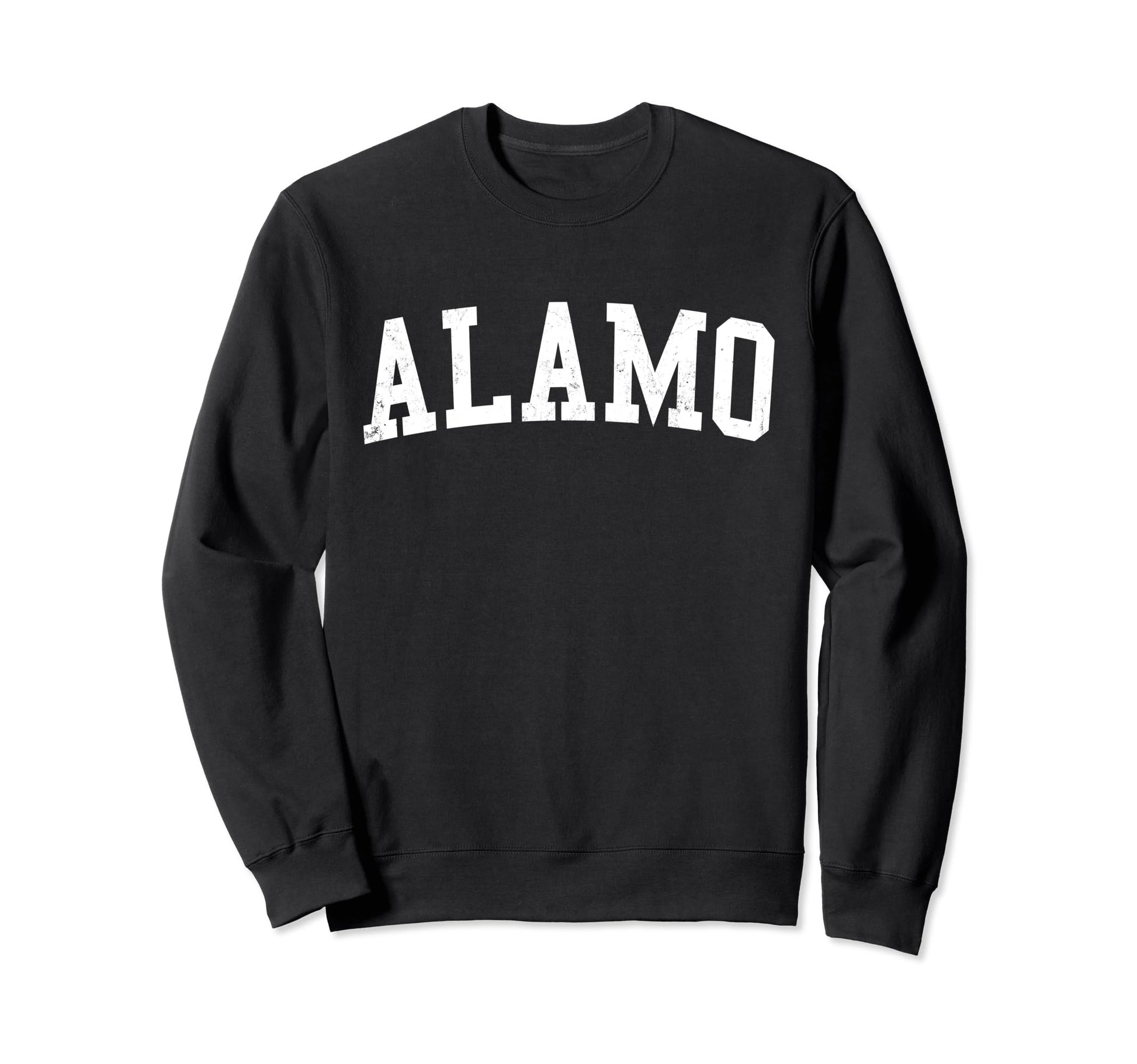 Alamo Tx Distressed White Varsity Sweatshirt - Casual Everyday Wear Unisex - T-Shirt, Sweatshirt, Hoodie