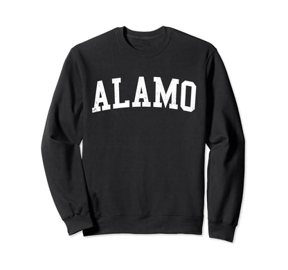 Alamo Tx Distressed White Varsity Sweatshirt - Casual Everyday Wear Unisex - T-Shirt, Sweatshirt, Hoodie
