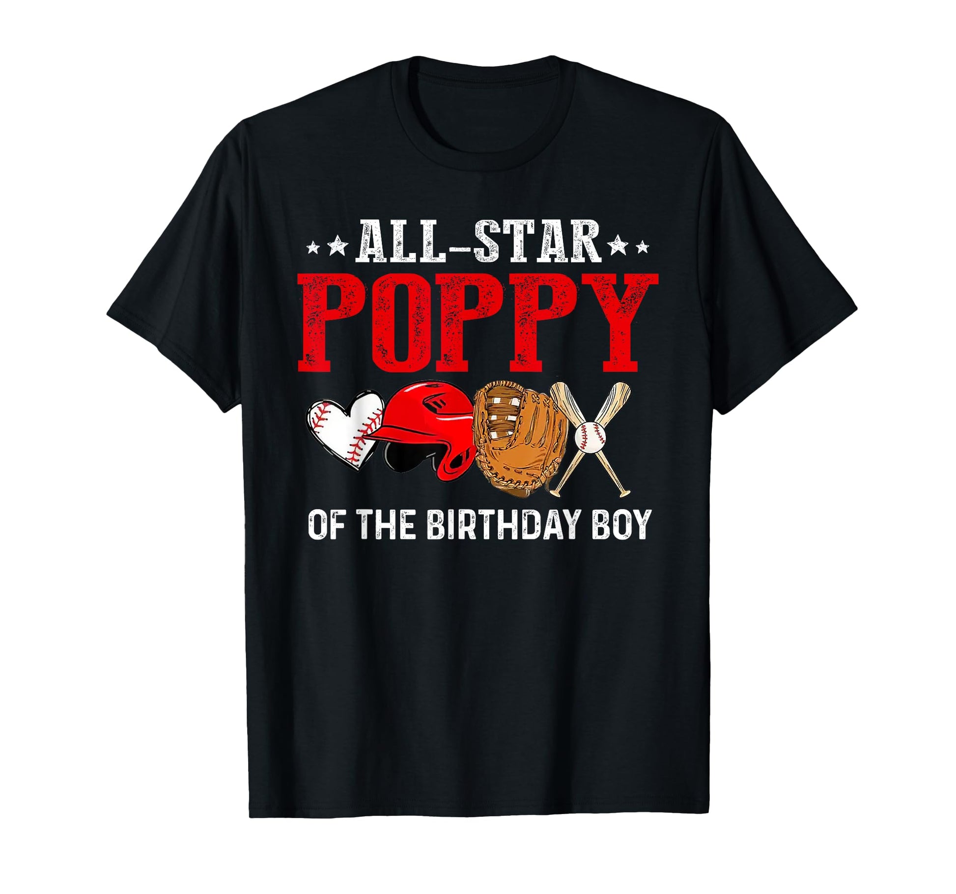 Mens All Star Poppy Birthday Baseball T-Shirt - Unique Graphic for Adults - T-Shirt, Sweatshirt, Hoodie
