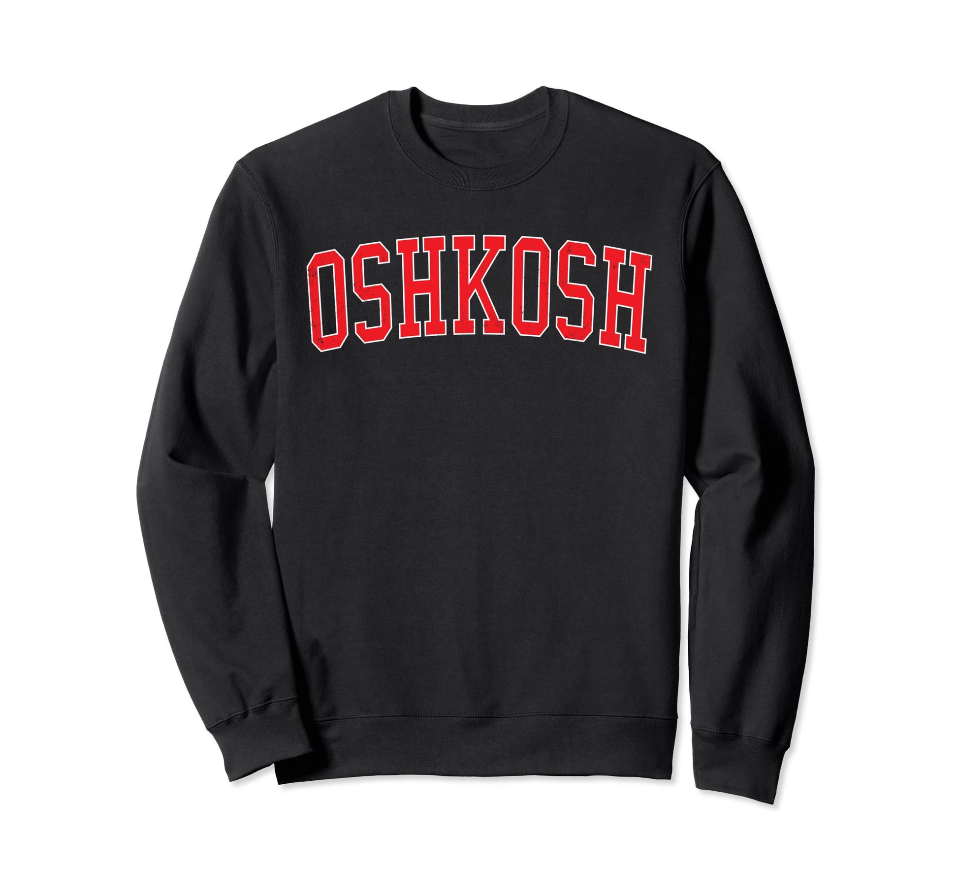 Oshkosh Wi Varsity Red Text Sweatshirt - Streetwear Style Men Women - T-Shirt, Sweatshirt, Hoodie