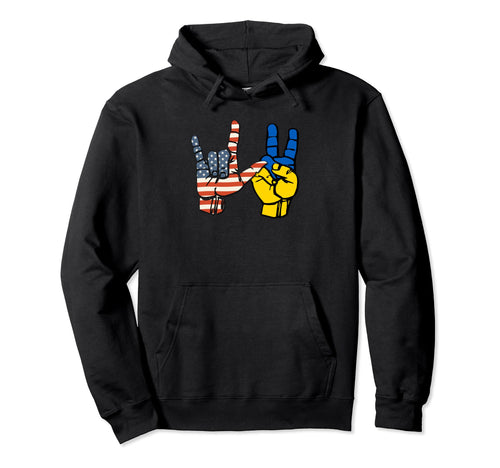 I Love Peace Ukrainian And American Hoodie - Unique Graphic for Adults - T-Shirt, Sweatshirt, Hoodie