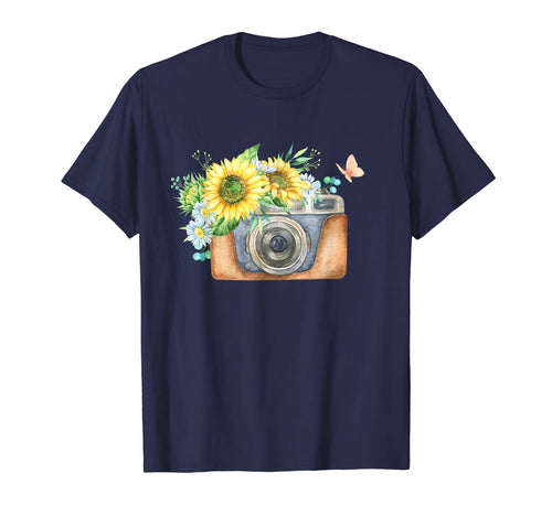 Camera Watercolor Flowers Photographer T-Shirt - Unique Graphic Men Women - T-Shirt, Sweatshirt, Hoodie