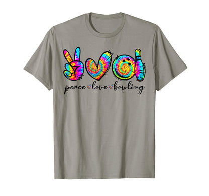 Peace Love Bowling Tie Dye Funny T-Shirt - Unique Graphic Men Women - T-Shirt, Sweatshirt, Hoodie