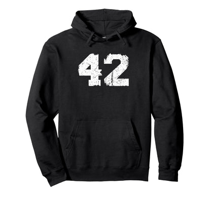 Number 42 Sport Torn White Varsity Number Hoodie - Unique Graphic Unisex - T-Shirt, Sweatshirt, Hoodie