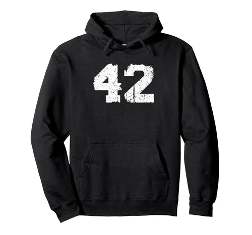 Number 42 Sport Torn White Varsity Number Hoodie - Unique Graphic Unisex - T-Shirt, Sweatshirt, Hoodie