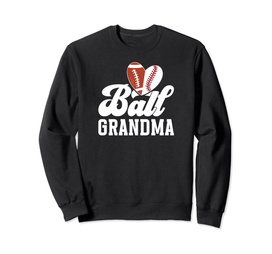 Ball Grandma Heart Baseball Football Sweatshirt - Trendy Graphic Men Women - T-Shirt, Sweatshirt, Hoodie