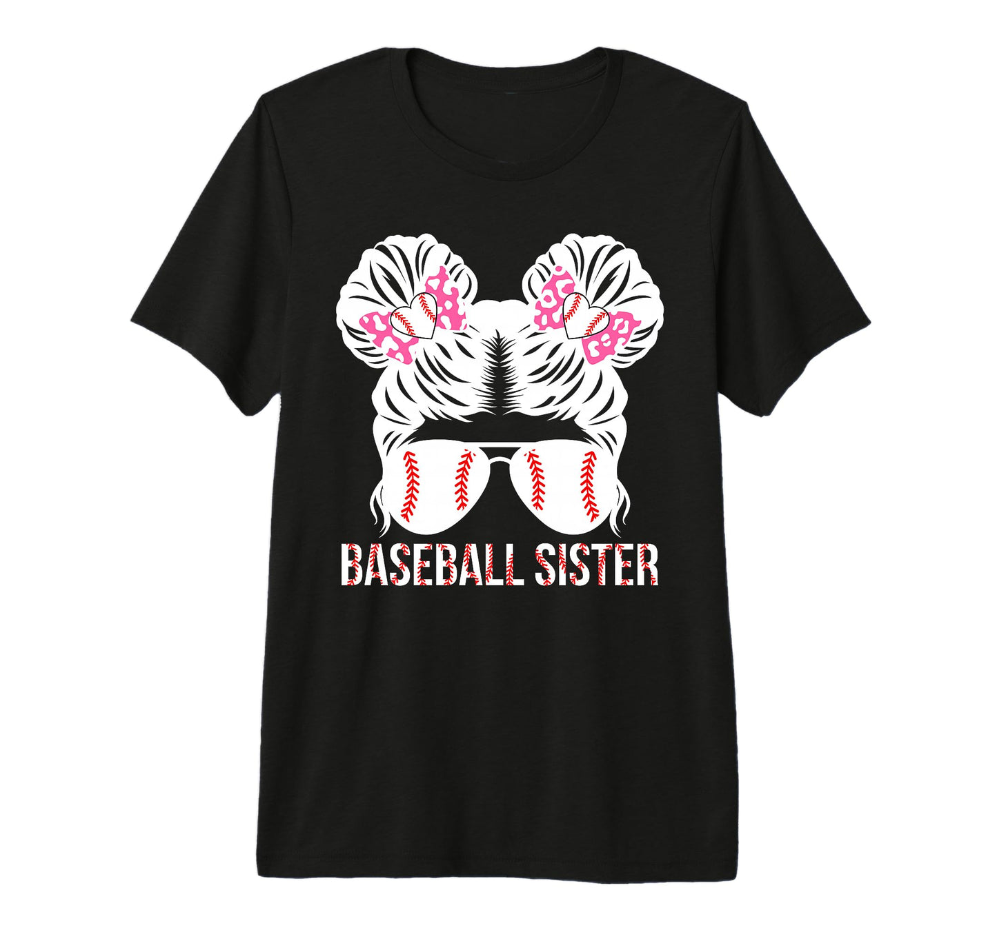 Baseball Sister Messy Bun Baseball T-Shirt - Streetwear Style for Adults - T-Shirt, Sweatshirt, Hoodie
