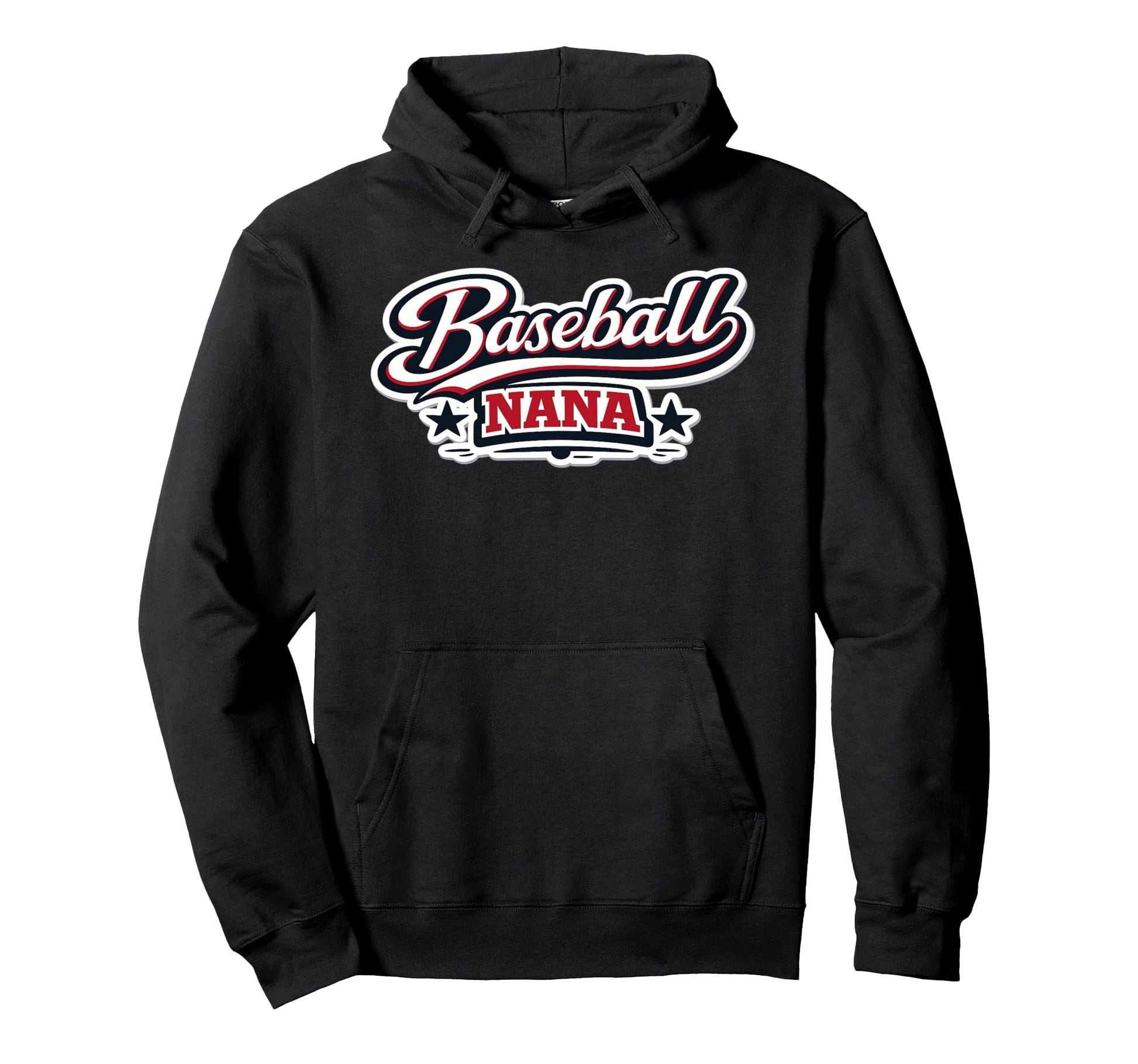 Baseball Nana Script Red White Blue Hoodie - Trendy Graphic for Adults - T-Shirt, Sweatshirt, Hoodie