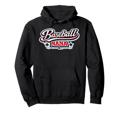 Baseball Nana Script Red White Blue Hoodie - Trendy Graphic for Adults - T-Shirt, Sweatshirt, Hoodie