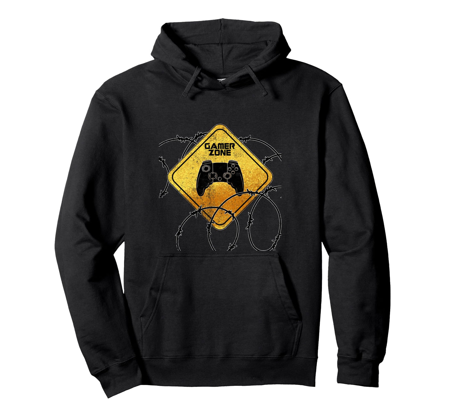 Gamer Zone Sign Funny Warning Video Hoodie - Streetwear Style for Adults - T-Shirt, Sweatshirt, Hoodie