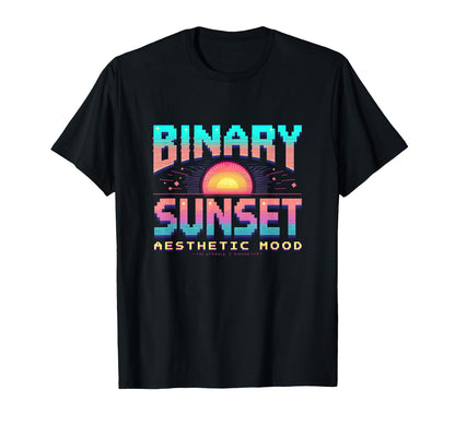 Binary Sunset Aesthetic Y2K T-Shirt - Casual Everyday Wear Unisex - T-Shirt, Sweatshirt, Hoodie