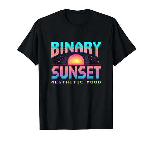 Binary Sunset Aesthetic Y2K T-Shirt - Casual Everyday Wear Unisex - T-Shirt, Sweatshirt, Hoodie