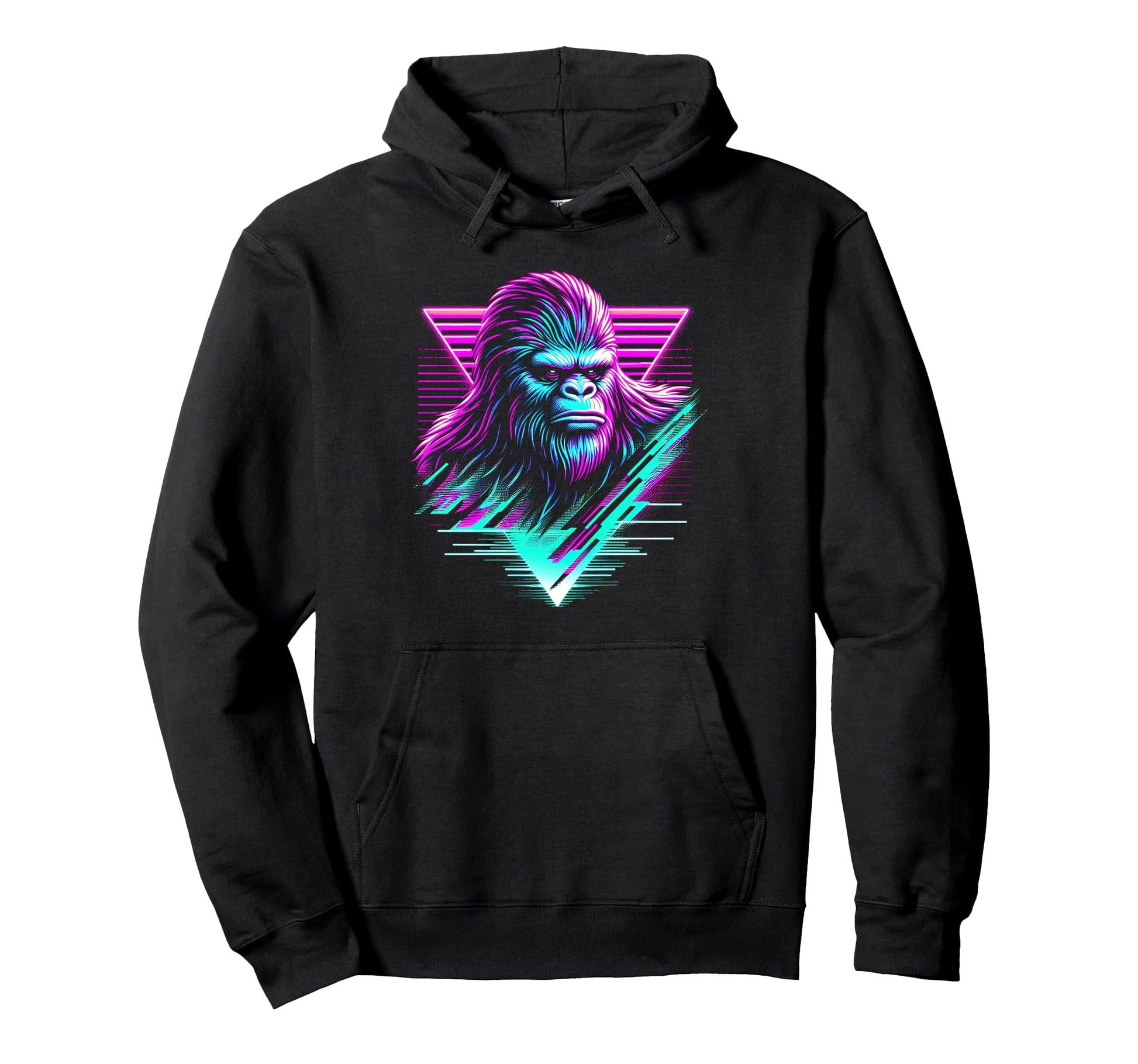 Synthwave Bigfoot 80S Aesthetic Cryptid Hoodie - Aesthetic Graphic Unisex - T-Shirt, Sweatshirt, Hoodie