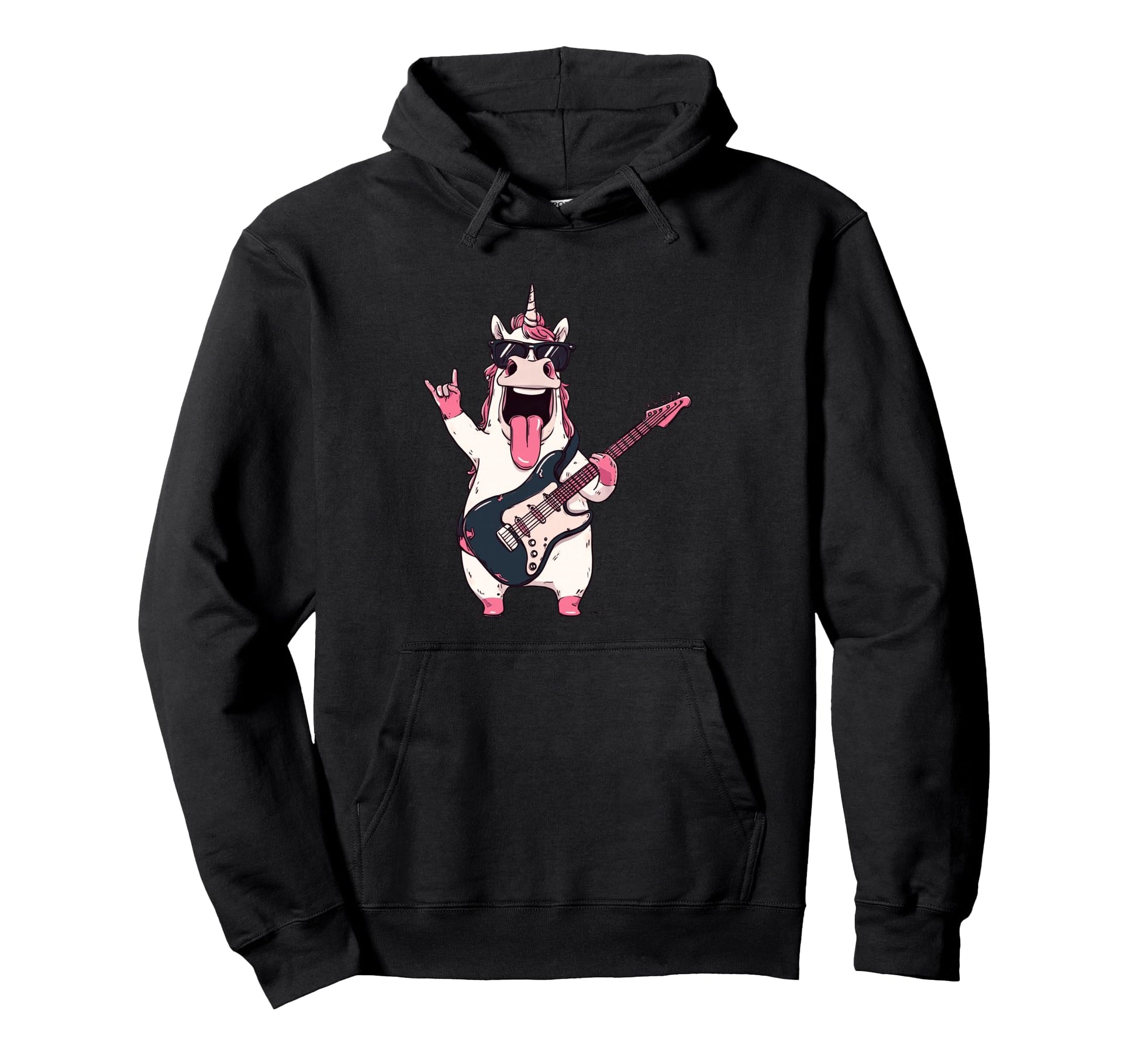 Funny Unicorn Guitar Rock Music Hoodie - Aesthetic Graphic for Adults - T-Shirt, Sweatshirt, Hoodie