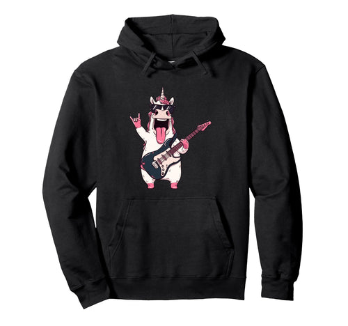 Funny Unicorn Guitar Rock Music Hoodie - Aesthetic Graphic for Adults - T-Shirt, Sweatshirt, Hoodie