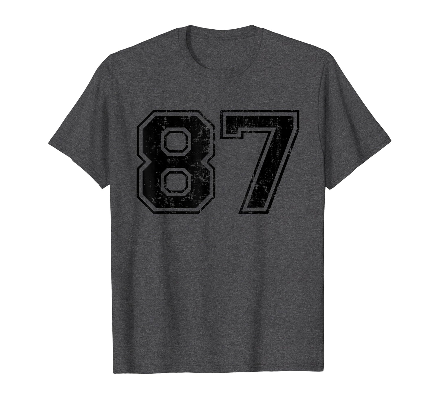 Number 87 Varsity Distressed Sport Team T-Shirt - Novelty Apparel Unisex - T-Shirt, Sweatshirt, Hoodie