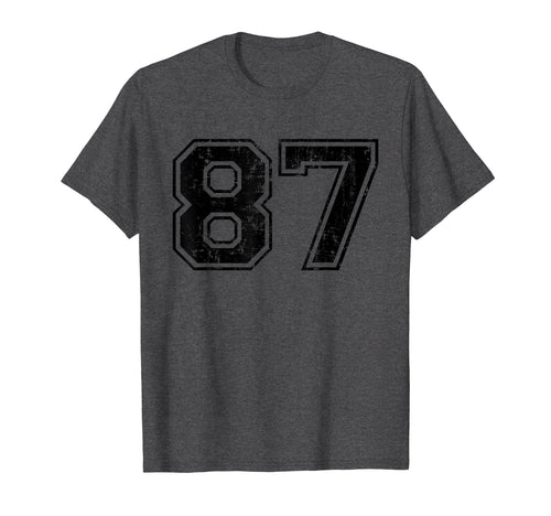 Number 87 Varsity Distressed Sport Team T-Shirt - Novelty Apparel Unisex - T-Shirt, Sweatshirt, Hoodie