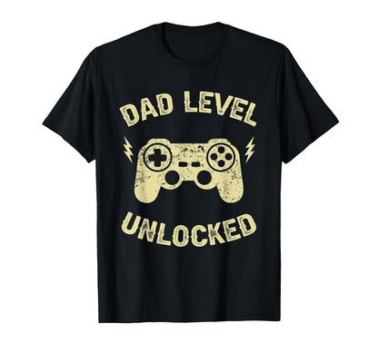 Dad Level Unlocked Gaming Controller T-Shirt - Unique Graphic Unisex - T-Shirt, Sweatshirt, Hoodie