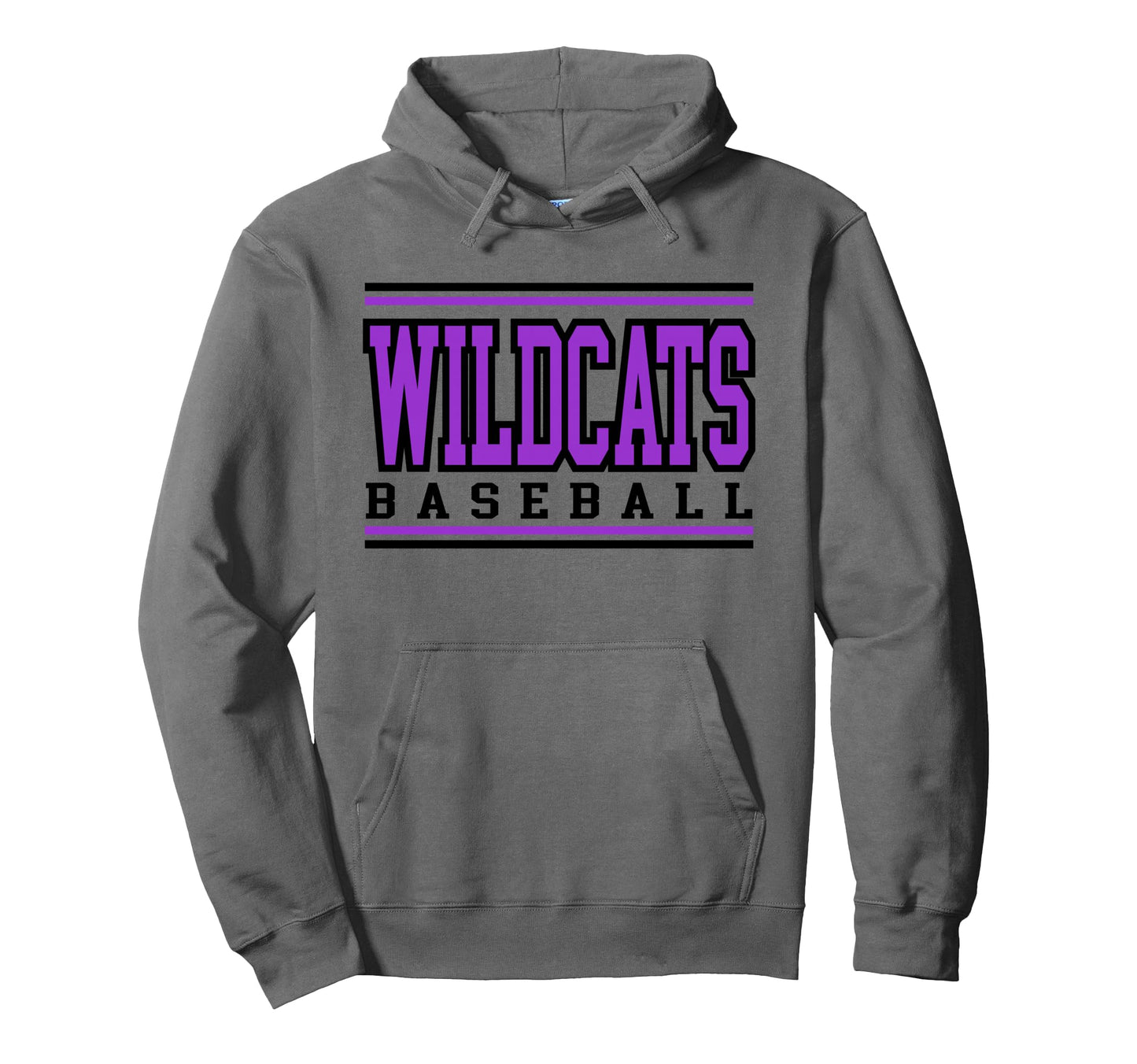 Wildcats Baseball Mom Game Day Purple Hoodie - Streetwear Style for Adults - T-Shirt, Sweatshirt, Hoodie