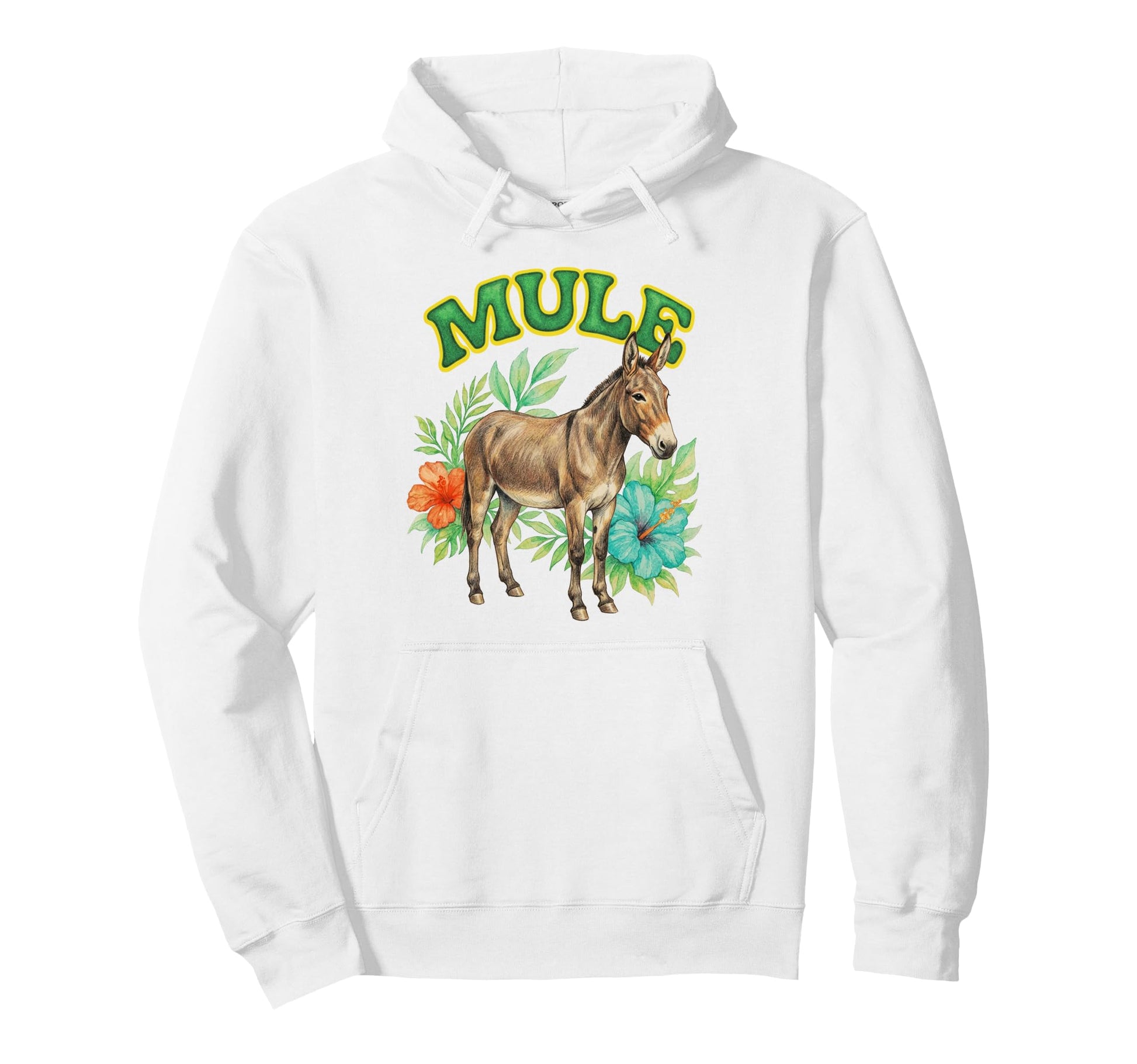 Mule Groovy Floral Mule Watercolor Hoodie - Streetwear Style for Adults - T-Shirt, Sweatshirt, Hoodie