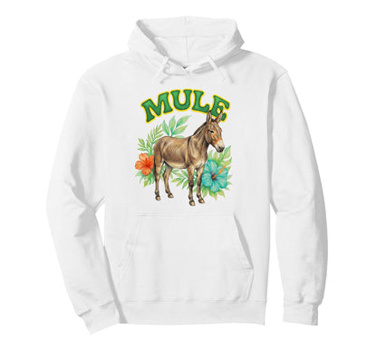 Mule Groovy Floral Mule Watercolor Hoodie - Streetwear Style for Adults - T-Shirt, Sweatshirt, Hoodie
