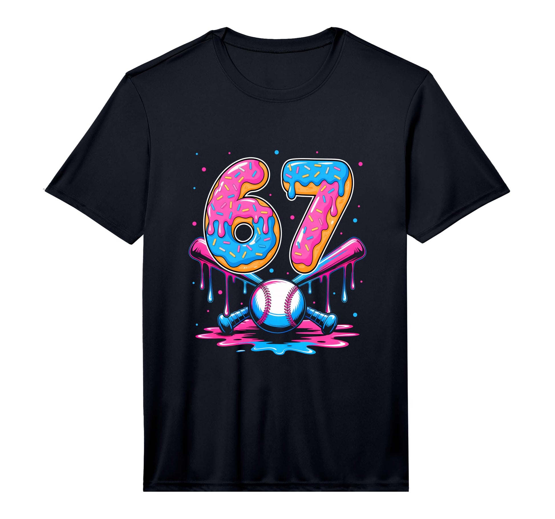 Baseball Drip Number 67 Player 67Th T-Shirt - Graphic Print Unisex - T-Shirt, Sweatshirt, Hoodie