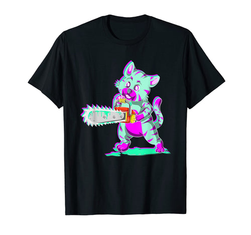 Scary Pet Animal Chainsaw Vaporwave T-Shirt - Casual Everyday Wear Unisex - T-Shirt, Sweatshirt, Hoodie
