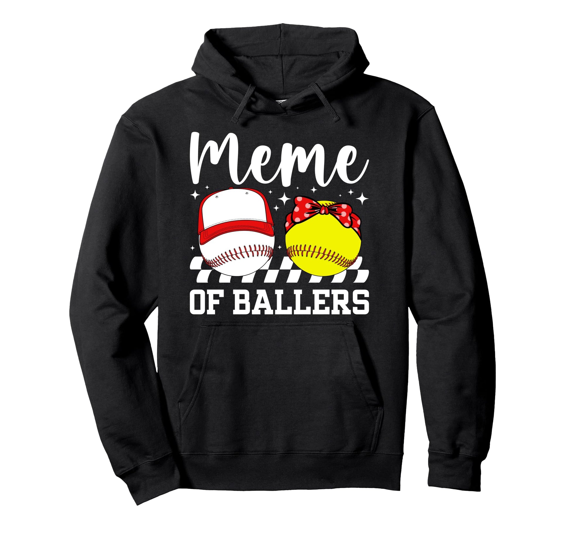 Meme Ballers Baseball Softball Meme Hoodie - Minimalist Print Men Women - T-Shirt, Sweatshirt, Hoodie