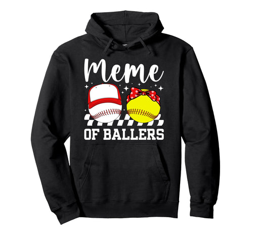 Meme Ballers Baseball Softball Meme Hoodie - Minimalist Print Men Women - T-Shirt, Sweatshirt, Hoodie