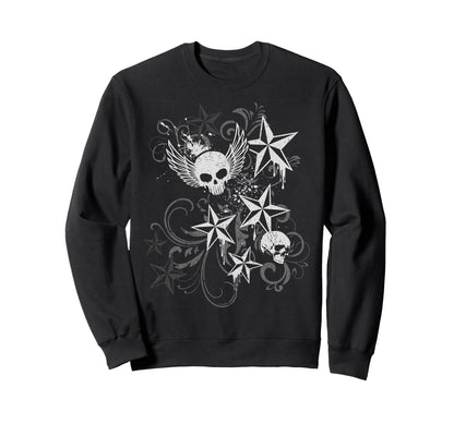 Y2K Grunge Skull Wings 2000S 90S Emo Sweatshirt - Trendy Graphic Unisex - T-Shirt, Sweatshirt, Hoodie